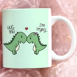 Khakee White & Green Graphic Printed Microwave Safe Ceramic Glossy Mug 325 ml image 5