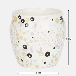 Living scapes by Pantaloons White & Yellow 4 Pieces Printed Stoneware Glossy Kulladhs image 4