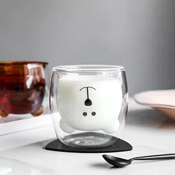 Kuber Industries Transparent & Yellow 2 Pieces Printed Glass Cups 250 ml image 5