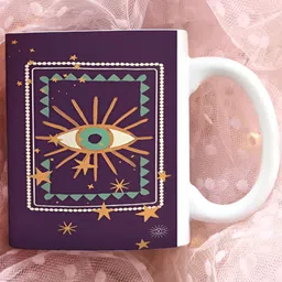 Khakee White & Purple Printed Ceramic Microwave Safe Glossy Mug 325 ml image 3