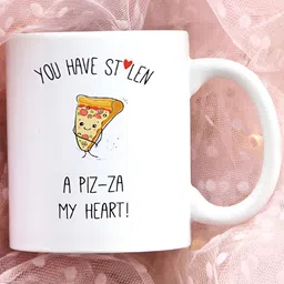 Khakee White & Blue Printed Ceramic Glossy Mug 325 ml image 3