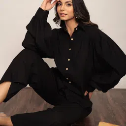 KAORI BY SHREYA AGARWAL Relaxed Fit Shirt With Trousers Co-Ords image 3