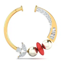 KUBERBOX Bindu 18KT Gold Diamond and Pearl Studded Bridal Nose Pin-1.13g-picture-23