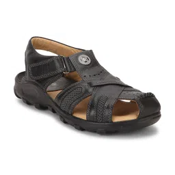 Red Chief Men Black & Brown Leather Comfort Sandals-image-96