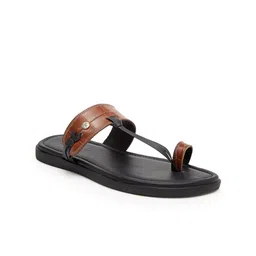 BEAVER Men Textured Open One Toe Leather Comfort Sandals-picture-28