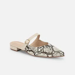 Allen Solly Woman Pointed Toe Printed Mules Flats With Buckles image 2