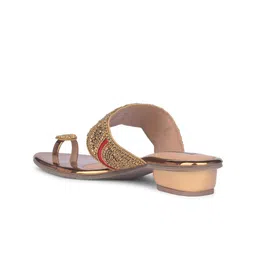 Bata Embellished Open Toe Leather Block Heels image 2