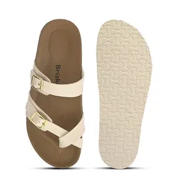 BRISKERS Women Off White One Toe Flats with Buckles image 5