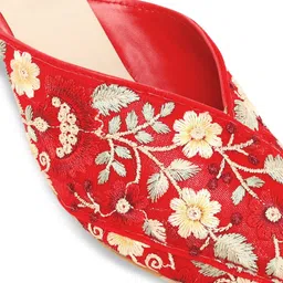 V-WALK Women Embellished Ethnic Block Mules image 2