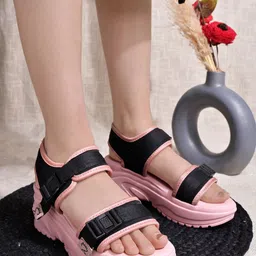 Shoetopia Girls Colourblocked Open Toe Wedge Heels-picture-16