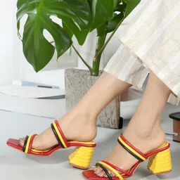 ELLE Colourblocked Open Toe Block Heels-picture-15