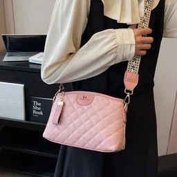 INKMILAN Textured Structured Sling Bag With Quilted image 5