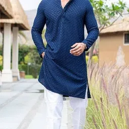 swara creation Men Chikan Embroidery Cotton Rayon Straight Kurta-picture-20