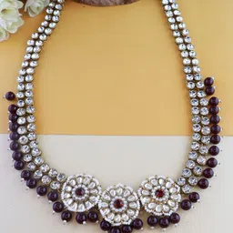 I Jewels Gold-Plated Maroon Kundan Studded Kamarbandh-picture-36