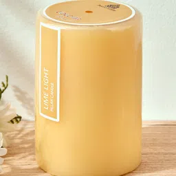 Home Centre Yellow Lemon Grass Scented Pillar Candle image 3