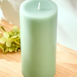 Home Centre Green Wax Sea Breeze Scented Pillar Candle image 3
