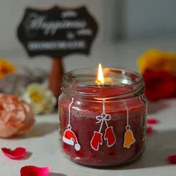 POSH-N-PLUSH Red Printed Glass Candle Jar image 2