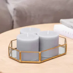 aromatic fables Aromatic Grey 3-Pieces Rustic Pillar Candles image 3