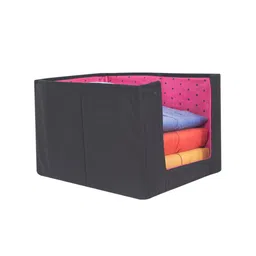 prettykrafts Pink & Black Solid Shirt Stacker Organizer With Handles-picture-36