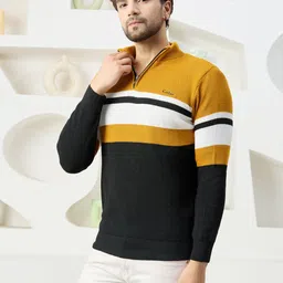 kvetoo Men Colorblock Collared Neck Multicolor Sweater-picture-26