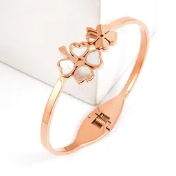 Designs & You Mother of Pearl Rose Gold-Plated Bangle-Style Bracelet image 1