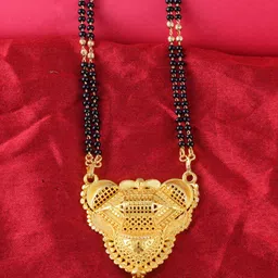 MEENAZ Gold-Plated & Beaded Long Chain Mangalsutra image 1