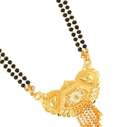 MEENAZ Gold Plated Black Beaded Long Mangalsutra image 5