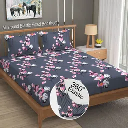 la verne 144 TC Cotton Double Floral Fitted (Elastic) Bedsheet-picture-14