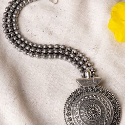 TEEJH Women Oxidised Silver-Plated Maang Tikka-picture-40