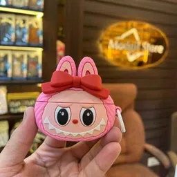 YSTIFYRA Silicone Latch Earbuds Case For Apple Airpods Pro 2nd Generation / 1st Generation with Carabiner (Bow Labubu image 4