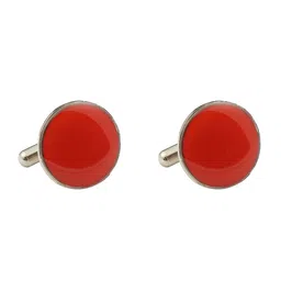 Tossido Men Orange & Gold-Toned Solid Round Metal Cufflinks image 4