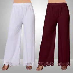 kiran impex Pack of 2 Women Straight Fit Multicolor Lycra Blend Trousers-picture-36