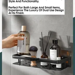 lysiren Self-Adhesive Multipurpose Wall Mounted Shelves Aluminium Wall Shelf image 3