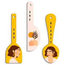 SEHAZ ARTWORKS 3-Pcs Yellow & Pink Printed Kitchen Decor Wall Hangings-image-75