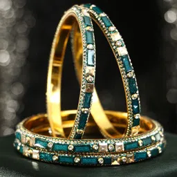 Adwitiya Collection Set Of 4 Gold Plated Stones Studded Bangles image 1