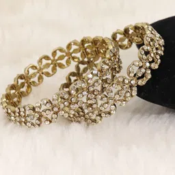 NMII Set Of 2 Gold-Plated American Diamond-Studded Bangles image 1