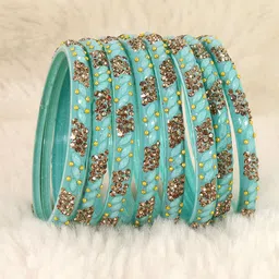 LAVAZZA Set Of 8 Glass Crystals Cubic Zirconia Studded & Beaded Bangles image 1