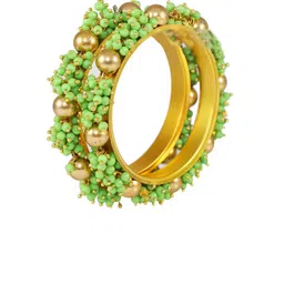 NMII Set Of 2 Pearl Beaded Metal Glossy Finished Bangles image 2