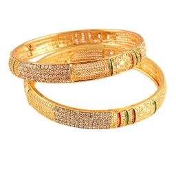 Jewar Mandi Set Of 2 Gold-Plated CZ-Studded Bangle image 2