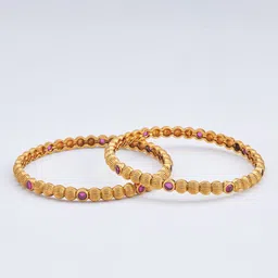 Kushal's Fashion Jewellery Set Of 2 Gold Plated Stones Studded Bangles image 2