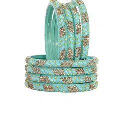 LAVAZZA Set Of 8 Glass Crystals Cubic Zirconia Studded & Beaded Bangles image 2