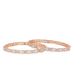 Peora Set Of 2 Rose Gold Plated Cubic Zirconia Studded Bangles image 3