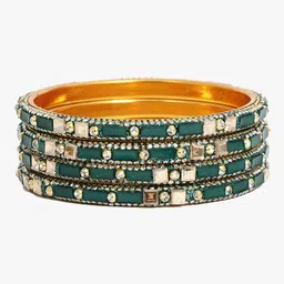 Adwitiya Collection Set Of 4 Gold Plated Stones Studded Bangles image 3