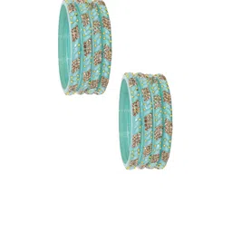 LAVAZZA Set Of 8 Glass Crystals Cubic Zirconia Studded & Beaded Bangles image 3