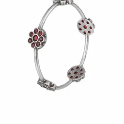 Adwitiya Collection Silver-Plated & Stone Studded Oxidised Bangle image 3