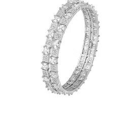 Peora Set Of 2 Silver Plated CZ Studded Bangles image 4