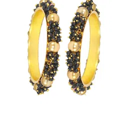 NMII Set Of 2 Gold-Plated Stone Studded & Pearls Beaded Bangle image 4