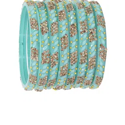 LAVAZZA Set Of 8 Glass Crystals Cubic Zirconia Studded & Beaded Bangles image 4