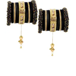 NMII Set Of  46 Radha Krishna Latkan Zircon Velvet Bangles image 4