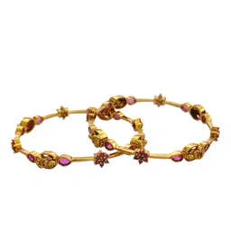 pihtara jewels Pihtara Set of 2 Gold-Plated  Stone Studded Bangle image 5